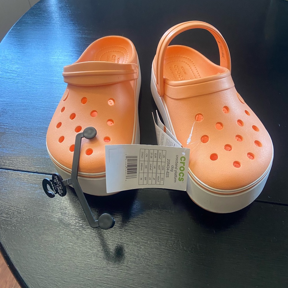 Creamsicle Platform Crocs size 7.5